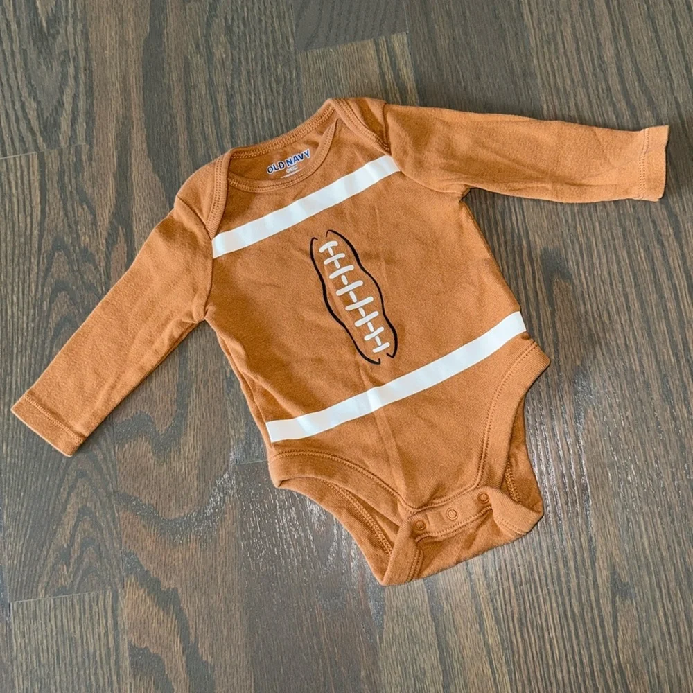 Old Navy Baby Football Bodysuit Brown Long Sleeve 0-3M